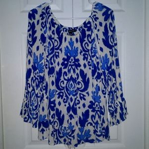 Blue and White Spring Blouse